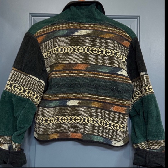 Vintage Southwestern Aztec Blanket Jacket Boho Western Cropped L - Picture 5 of 7